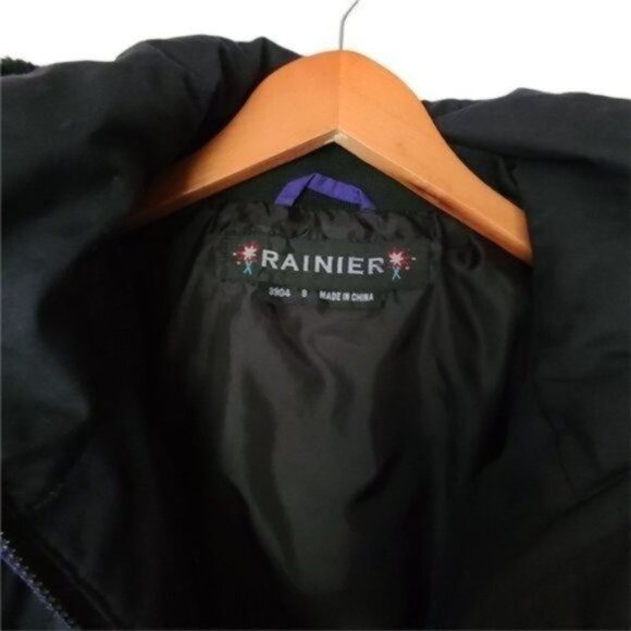 Vintage Rainier Ski Jacket Purple Short Dolman Sleeve 70's Pockets Hood size 8 - Picture 8 of 13